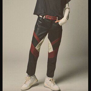 We The Free Color Block Rebel vegan leather moto straight-leg crop daytona 500